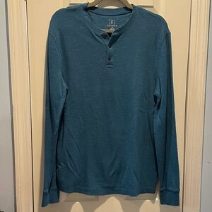St. John's Bay Men's Teal Long Sleeve Henley